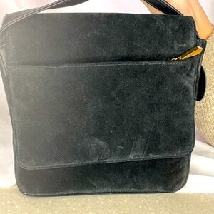 Suede Leather Shoulder Bag, NWOT, SZ 8.5”x9”x3”, Mag. Close, Zip on Front Flap